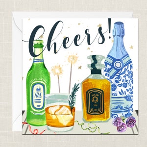 Cin cin! Biglietto di auguri con busta - Biglietto di buon compleanno - Regalo per lui - Carte Lui - Solo per dire - Maschio - Birra - Cocktail Alcolici - Party