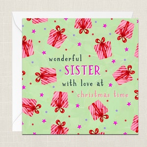 Wonderful Sister With Love At Christmas Wenskaart met envelop - kerstmis - fijne feestdagen - feestelijk - cadeau - broer of zus