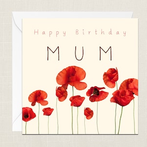 Carte de vœux maman joyeux anniversaire coquelicots avec enveloppe - carte d'anniversaire - mère maman maman - coquelicot - célébration - étape importante - Nan