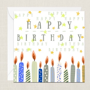 Biglietto di auguri di buon compleanno con busta - Biglietto di buon compleanno - Biglietti per lei - Biglietti per lui - Biglietti di coriandoli - Biglietti per uomo - Candele