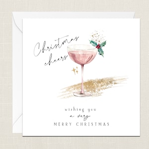 Christmas Cheers Wishing You A Very Merry Christmas Greetings Card with Envelope - Merry Xmas - Happy Holidays - Festive - Joyeux Noel