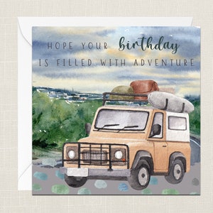 Hoop dat uw verjaardag is gevuld met adventure groeten kaart met envelop - Kamperen buitenshuis - VW Camper Card - Landrover Land Rover Range