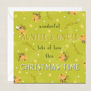 Prachtige tante en oom met liefde met kerstmis Wenskaart met envelop - Merry Xmas Happy Holidays - feestelijke sinaasappels