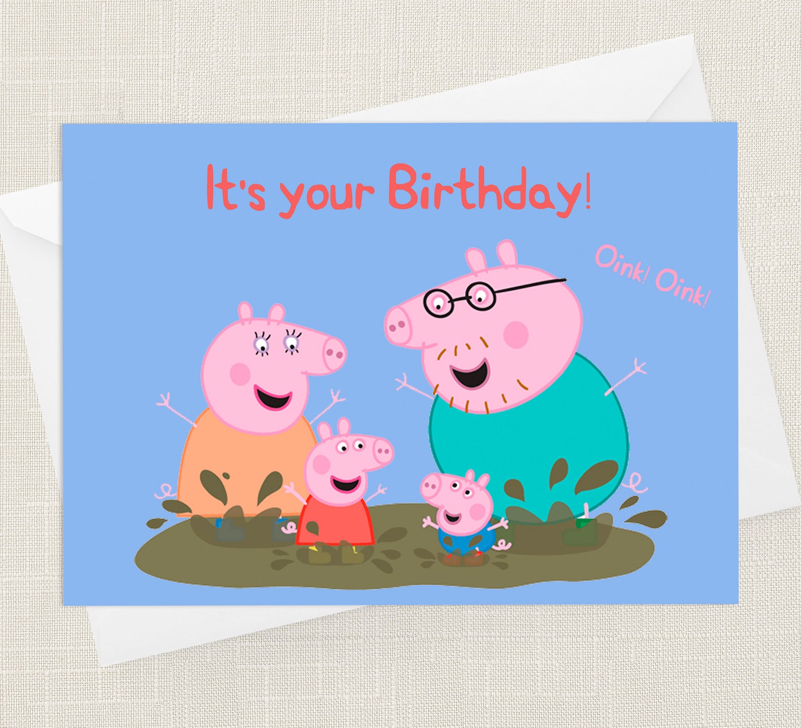 Peppa Pig Themed Birthday Greetings Card with Envelope | Etsy