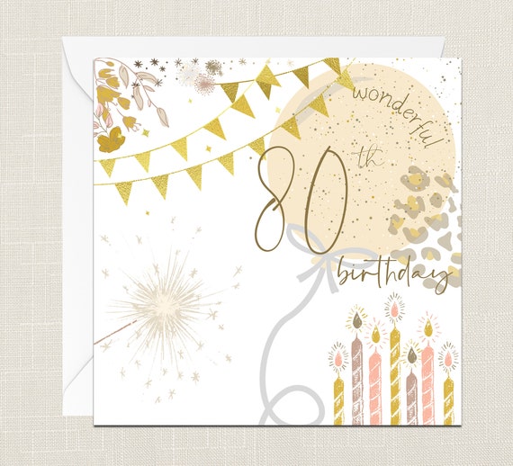Geburtstagskarte Zum 80. Geburtstag – Hochwertig Mit Umschlag | 14x21,6 Cm, Viel Platz Für Persönliche Wünsche