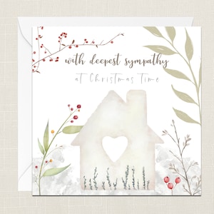 With Deepest Sympathy At Christmas Time Greetings Card with Envelope - Xmas Festive - Thinking Of You - On Your Loss - In Our Thoughts