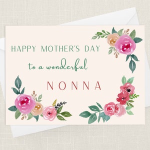 Alles Gute zum Muttertag zu einer wunderbaren Nonna Grußkarte mit Umschlag - Karten für Sie - Geschenke für Mama - Blumen Blumen - Nan - Oma