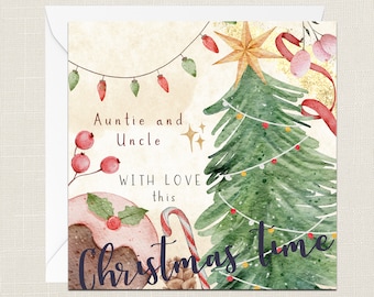 Tia e tio com amor neste Natal Cartão de felicitações com envelope - Feliz Natal - Boas Festas - Festivo - Joyeux Noel