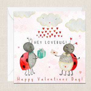 Ehi Lovebug! Biglietto d'auguri di buon San Valentino con busta - Amore - Marito Partner Fidanzata Fidanzato - Coccinella - Carina - Cuore