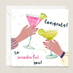 Congratulazioni a Wonderful You! Biglietto di auguri con busta - Biglietti per lei Lui - Regali per amico - Festeggia - Congratulazioni - Cocktail