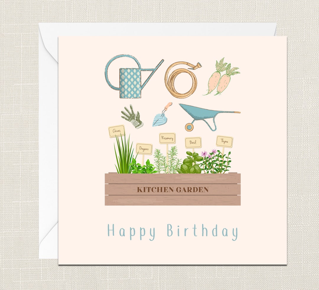 Happy Birthday Gardening Themed Greetings Card With Envelope - Birthday ...