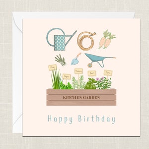 Cartão de felicitações com tema de jardinagem de feliz aniversário com envelope - Cartão de aniversário - Melhor amigo - Para ela, ele - Só para dizer - Cartão de comemoração