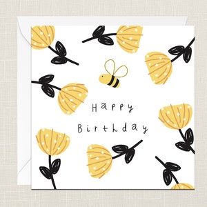 Happy Birthday Bee Greetings Card with Envelope - Birthday Card - Best Friend Card - Cards For Her Him - Just To Say - Celebration - Hap-bee