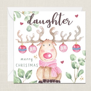 Hija Feliz Navidad Tarjeta de Felicitación con Sobre - Feliz Navidad - Felices Fiestas - Festivo - Joyeux Noel - Niños Niños - Muñeco de Nieve - Hijo