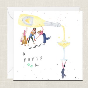 Carte de vœux It’s Party Time avec enveloppe - Carte d’anniversaire - Elle - Cadeaux Ami - Célébration du Gin - Cocktail Champagne - Amis
