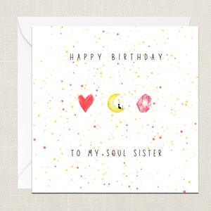 Happy Birthday To My Soul Schwester Grußkarte mit Umschlag - Happy Birthday Karte - Sie - Geschenke für Freundin - Kristalle - Spirituell - Beste