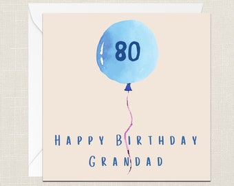 Happy 80th Birthday Grandad Greetings Card with Envelope - Birthday Card - Cards For Him - Just To Say - Celebration - 80 Today - Pops