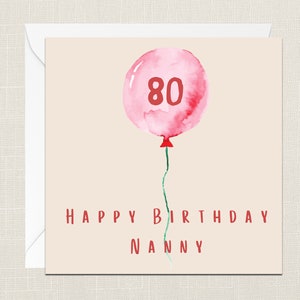 Cartão de feliz aniversário de 80 anos para babá com envelope - Cartão de aniversário - Cartões para ela - Só para dizer - Celebração de 80 anos hoje - Nan - Vovó