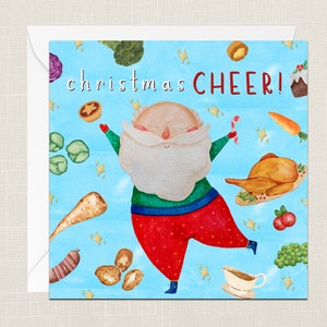Christmas Cheer! Christmas Dinner Greetings Card with Envelope - Merry Xmas - Happy Holidays - Festive - Christmas Card