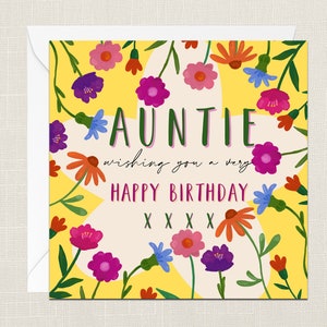 Tante wenst je een heel gelukkige verjaardag Wenskaart met envelop - Happy Birthday Card - Her - Cadeaus voor vriend - Bloemen Bloemen
