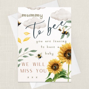 De la maman à l'abeille. Vous partez pour avoir un bébé Carte de voeux avec enveloppe - Vous nous manquerez - Départ - Nouveau-né - Congé de maternité