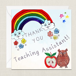 Biglietto di auguri per assistente all'insegnamento grazie con busta - Bambini - Just To Say - Grazie - Gratitudine - Positività - Nuova Scuola - Partenza