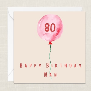 Happy 80th Birthday Nan Greetings Card with Envelope - Birthday Card - Cards For Her - Just To Say - Celebration 80 Today - Nanny - Grandma