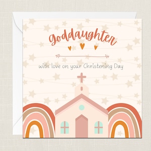 Goddaughter Saludos Tarjeta con sobre - Bautismo - Iglesia - Ceremonia - Niño - Dios hija - Arco iris - Bautizado - Con amor