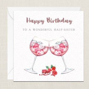 Buon compleanno a un meraviglioso biglietto di auguri per sorellastra con busta - biglietto di compleanno - Lei - Regali per l'amico - Festa del gin - Cocktail