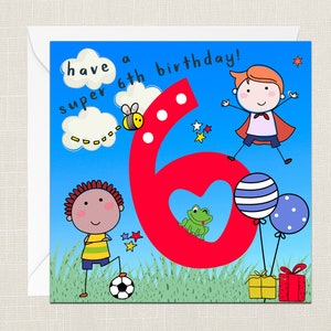 Heb een Super 6e verjaardag wenskaart met envelop - Mijlpaal leeftijden verjaardag - Kinderen Kinderen verjaardagskaarten cadeau - Jongens mannelijk