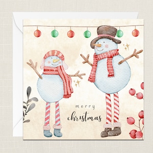 Merry Christmas Greetings Card with Envelope - Merry Xmas - Happy Holidays - Festive - Joyeux Noel - Watercolour - Our House To Yours