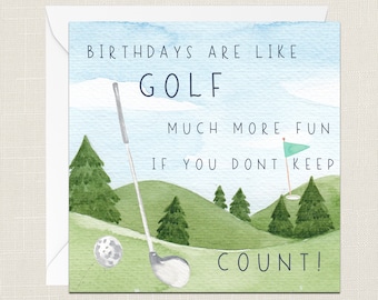 Carte de voeux d'anniversaire blague golf avec enveloppe - carte d'anniversaire - cadeau pour lui - cartes lui juste pour dire - homme - pour lui elle - papa frère