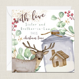 With Love Sister and Brother-in-Law This Christmas Time Greetings Card with Envelope - Merry Xmas - Happy Holidays - Festive - Joyeux Noel