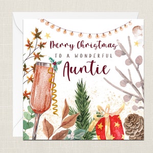 Frohe Weihnachten an eine wunderbare Tante Grußkarte mit Umschlag - Merry Xmas - Frohe Feiertage - Festlich - Joyeux Noel - Tante und Onkel