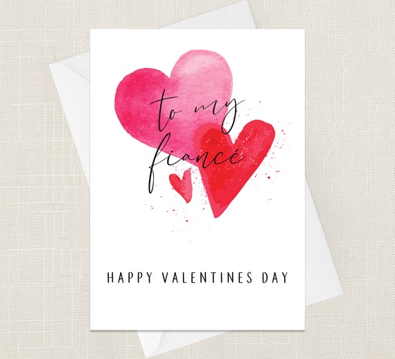 To My Fiancé Happy Valentines Day Greetings Card With Envelope - Love Card - Happy Valentine - Girlfriend Boyfriend - Husband Wife