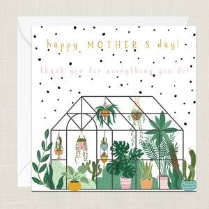 Schönen Muttertag! Vielen Dank für alles was Du tust! Grußkarte mit Umschlag - Für Sie - Geschenke für Mama - Gewächshaus - Mama - Oma