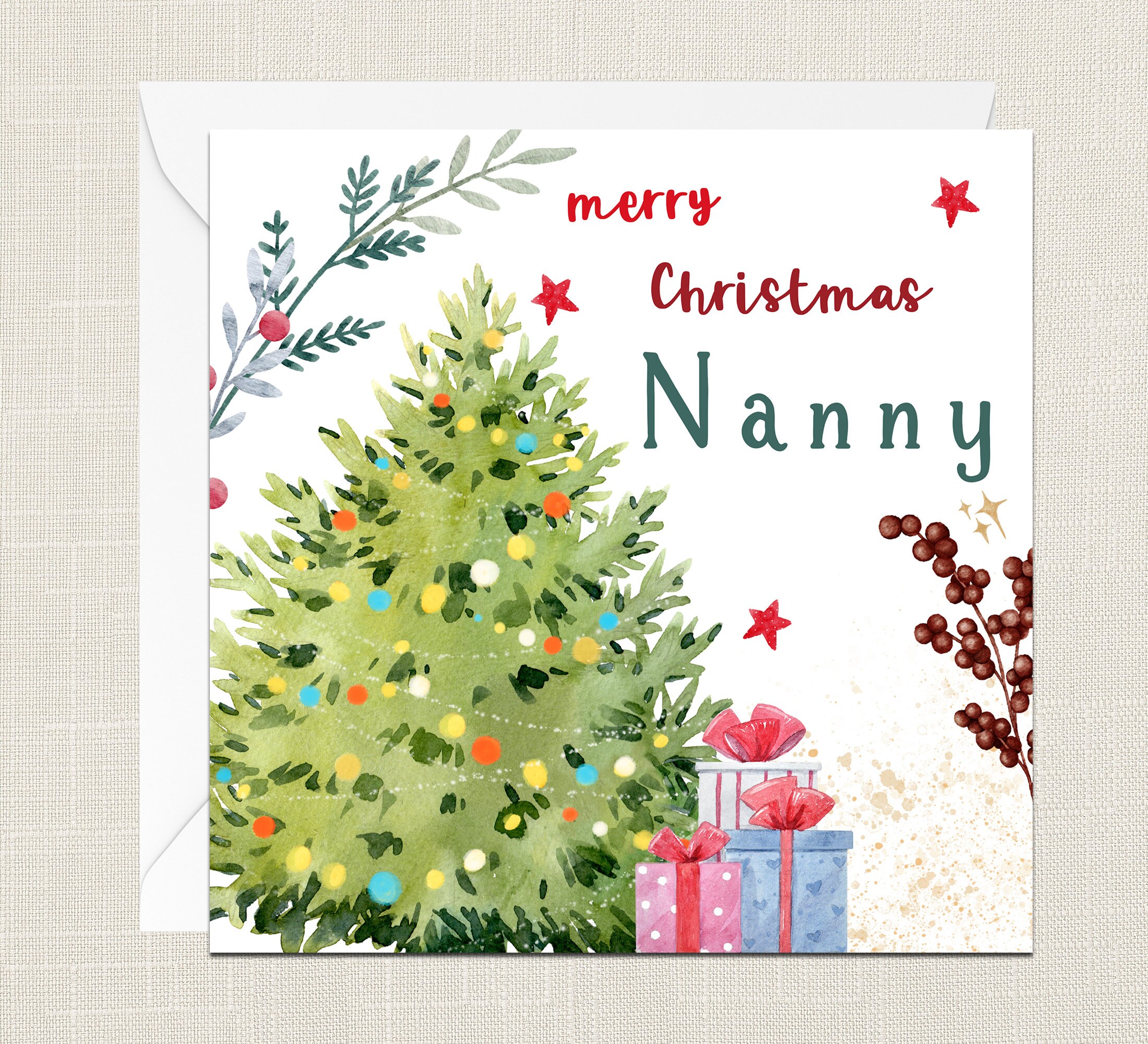 Merry Christmas Nanny Greetings Card With Envelope - Merry Xmas
