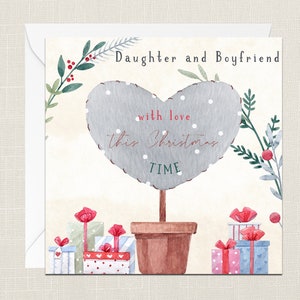 Daughter And Boyfriend With Love At Christmas Time Greetings Card with Envelope - Merry Xmas - Happy Holidays - Festive - In Law Girlfriend