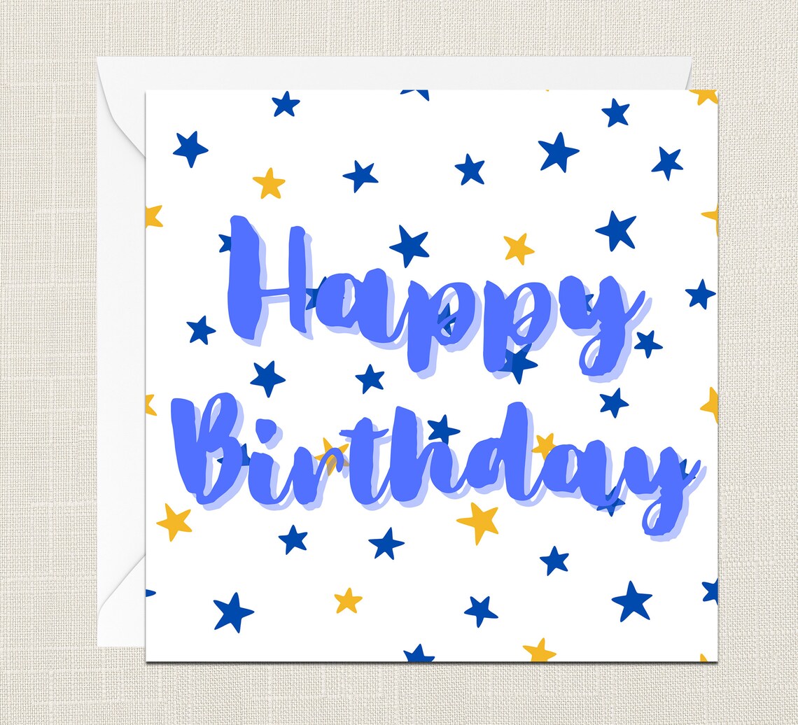 Alles Gute zum Geburtstag Sterne Grußkarte mit Umschlag Etsy