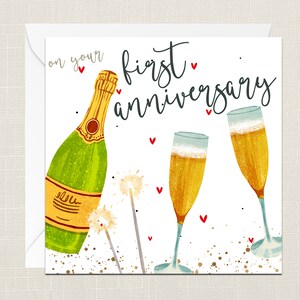En su primer aniversario Tarjeta de felicitación con sobre - Para ella Él - Celebración Boda - 365 días casado - Feliz aniversario