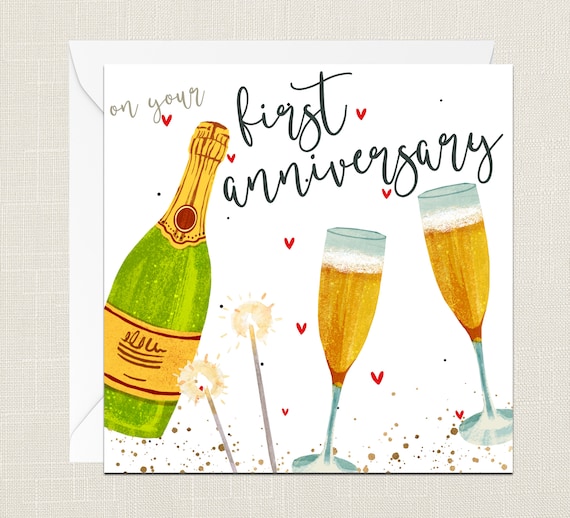 Biglietto di auguri per il 1° anniversario di anno, per uomo e donna, per lui e lei, regalo per il primo anniversario per il coniuge
