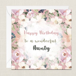 Buon compleanno a un meraviglioso biglietto di auguri zia con busta - biglietto di compleanno - Lei - Regali per amico - Floreale - Fiori - Sorella zia