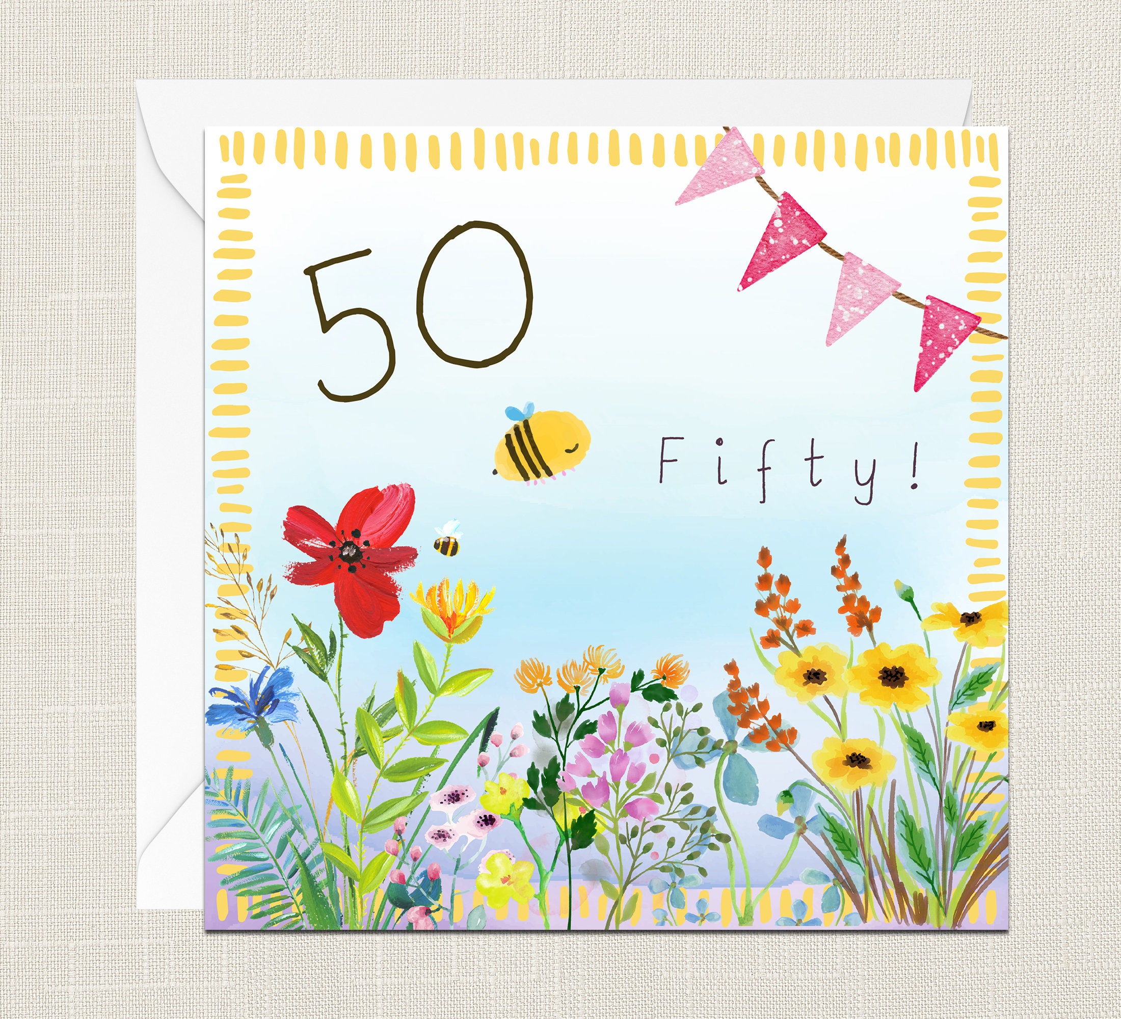 Happy 50th Birthday Greetings Card With Envelope Birthday - Etsy