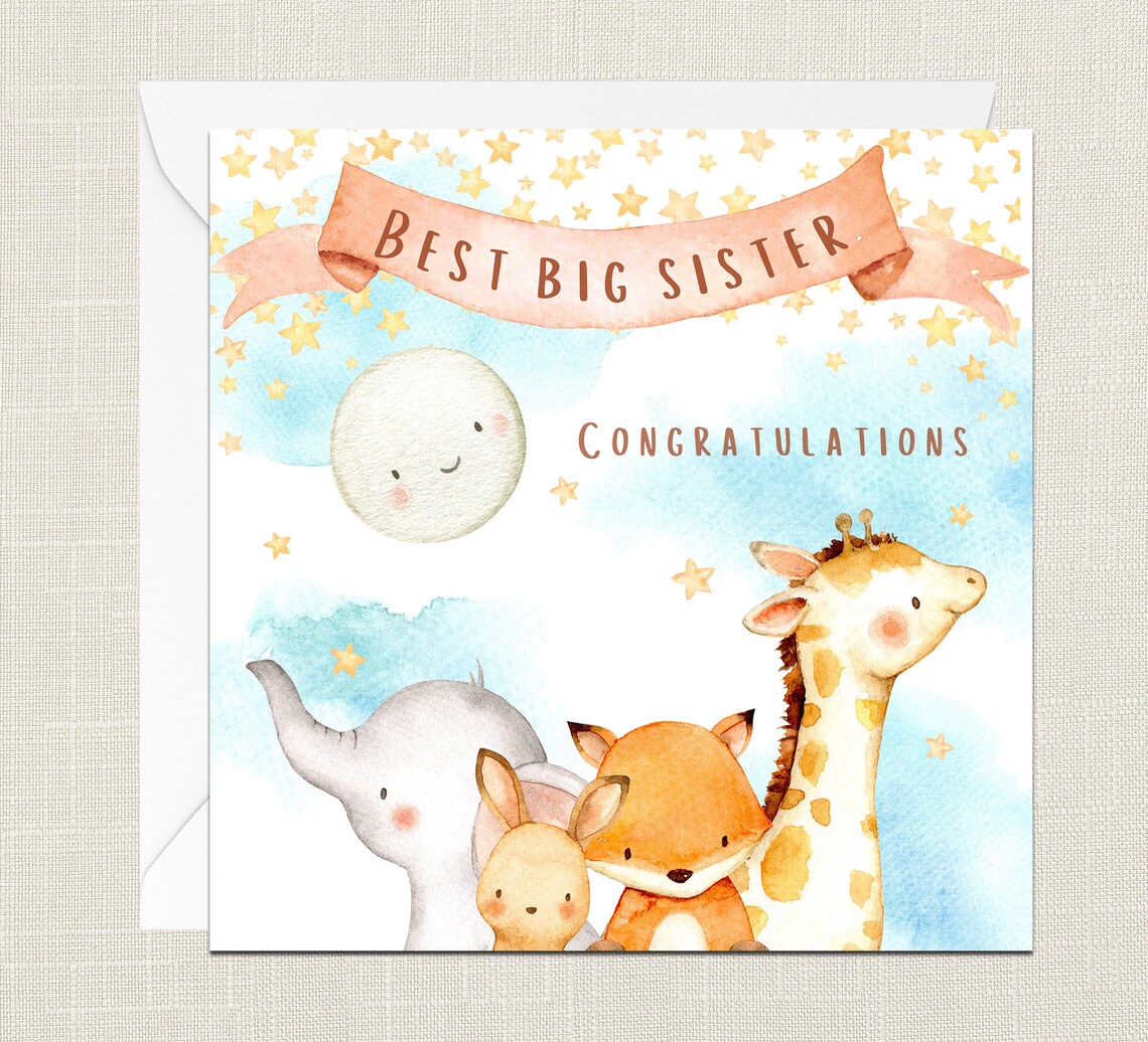 Best Big Sister Congratulations Greetings Card With Envelope - Etsy