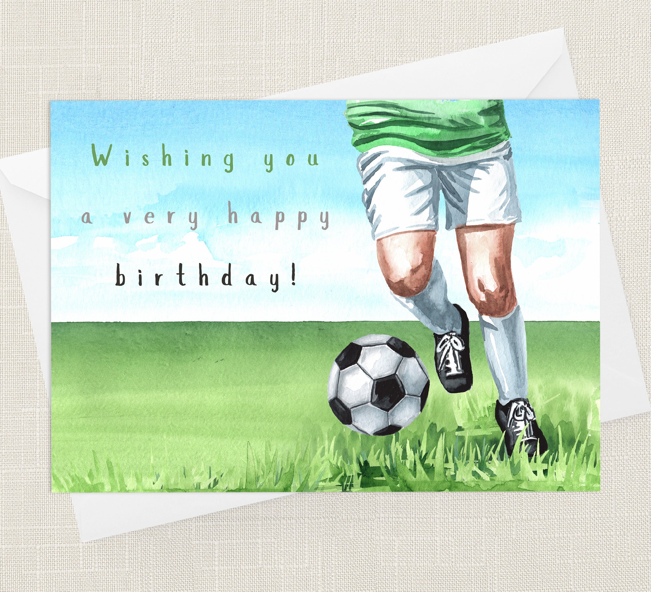 Football Birthday Greetings Card With Envelope Happy Etsy