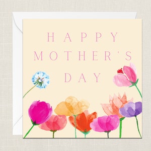 Gelukkige Moederdag Wenskaart met Envelop - Kaarten Voor Haar - Cadeaus voor Mama - Bloemen Bloemen - Moeder - Stiefmoeder - Oma - Oma - Tante