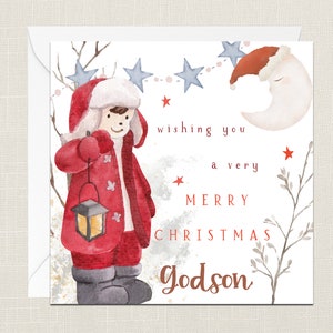 Deseándole una muy feliz navidad Tarjeta de felicitación de dios con sobre - Feliz Navidad - Felices fiestas festivas - Joyeux Noel - Niños
