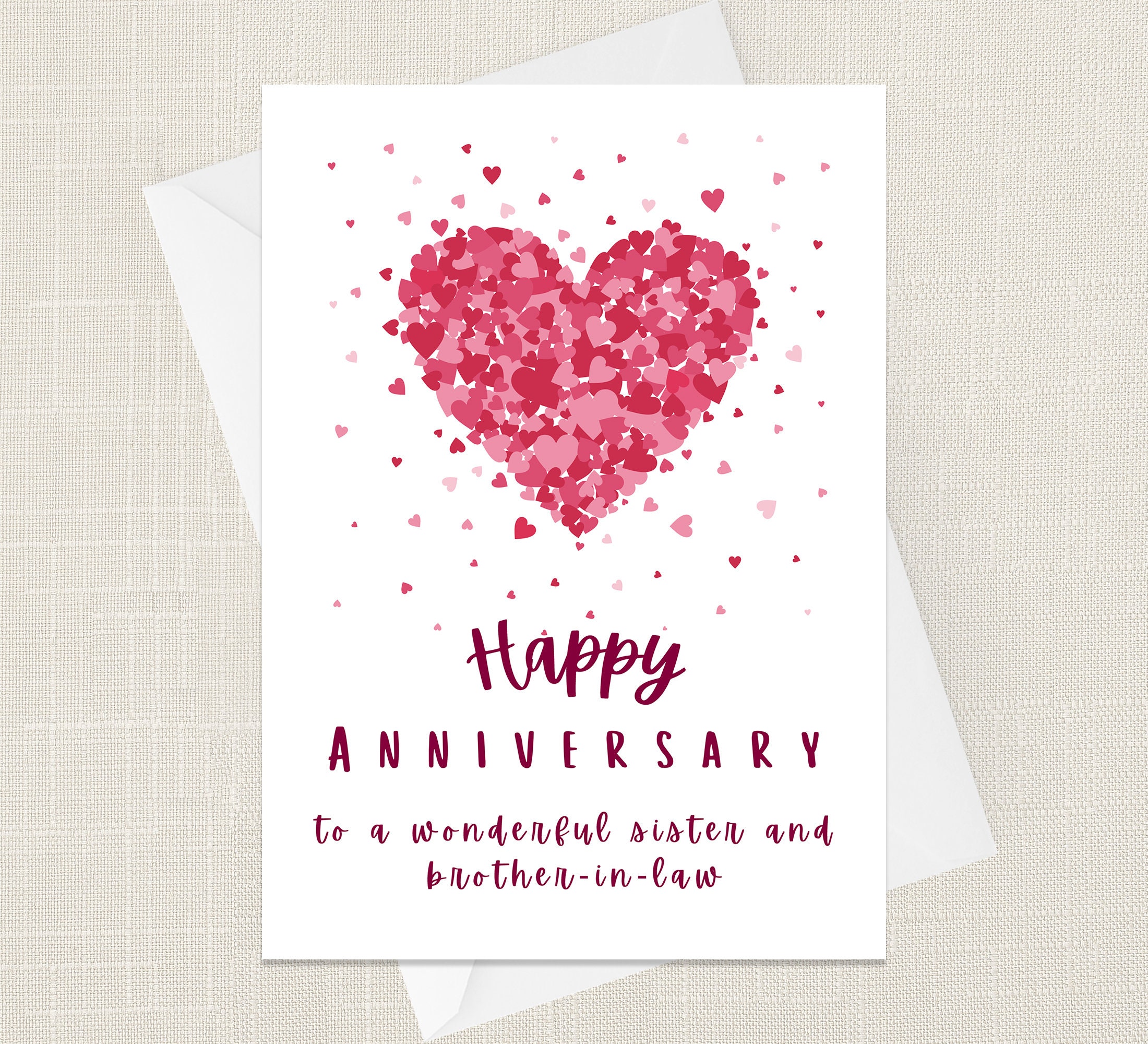 Brother And Sister-in-Law Wedding Anniversary Greeting Card & Envelope Seal 