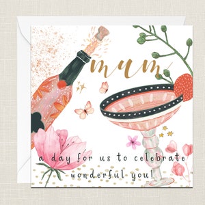 Mum A Day For Us To Celebrate Wonderful You Grußkarte mit Umschlag - Karten für Sie - Geschenke für Mama - Blumen Blumen - Geburtstagskarte