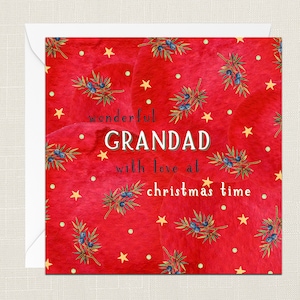 Merveilleux grand-père avec amour à Noël Carte de voeux avec enveloppe - Joyeux Noël et joyeuses fêtes - Festive Stars Grand-parent